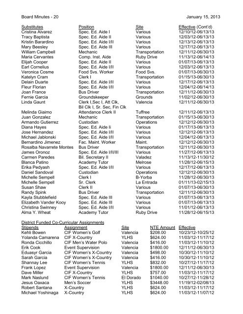 January 15, 2013 Board Minutes - Placentia-Yorba Linda Unified ...