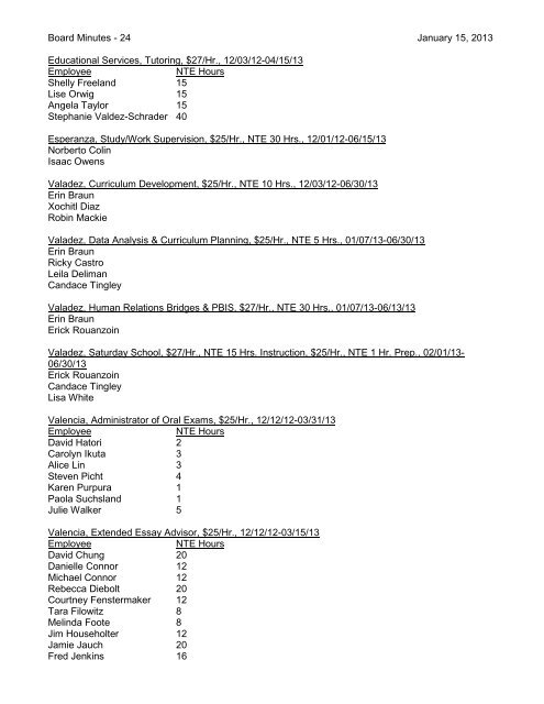 January 15, 2013 Board Minutes - Placentia-Yorba Linda Unified ...