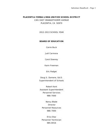 Substitute Handbook.pdf - Placentia-Yorba Linda Unified School ...