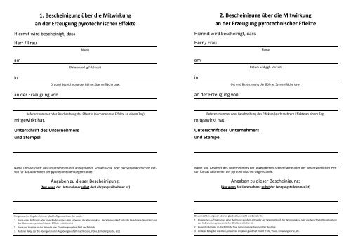 Anlage zur Zulassung - Pyrotechnikerschule Hummig Effects e.K.