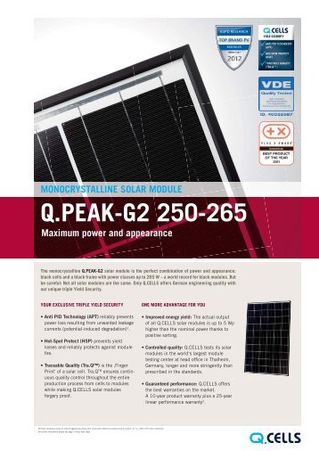 Q.PEAK-G2 250-265 Maximum power and appearance ... - Q-Cells