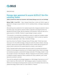 Hanergy signs agreement to acquire Q.CELLS - Global PVQ SE ...