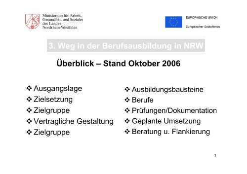 3. Weg in der Berufsausbildung in NRW Ãœberblick â€“ Stand Oktober ...