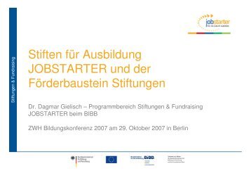 Stiften fÃ¼r Ausbildung JOBSTARTER und der FÃ¶rderbaustein ...