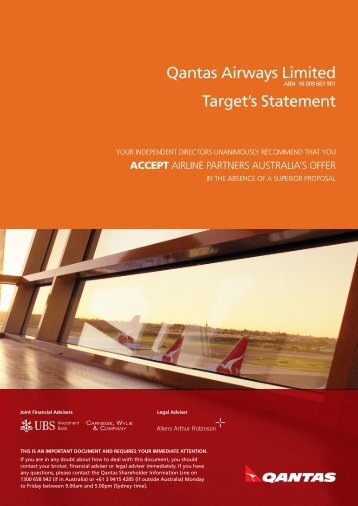 Qantas Airways Limited Target's Statement