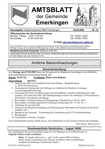 AMTSBLATT - Gemeinde Emerkingen