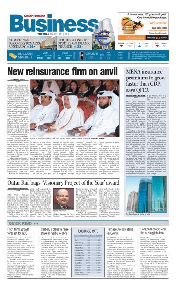 New reinsurance firm on anvil MENA insurance - Qatar Tribune