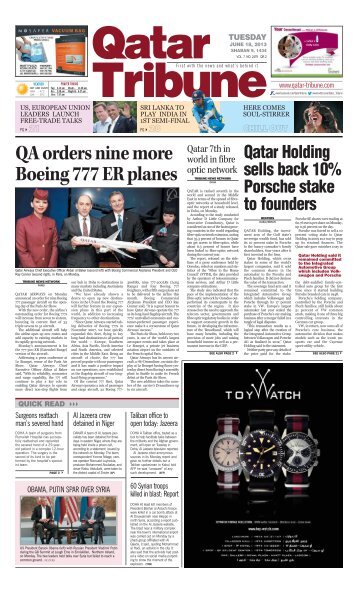 QA orders nine more Boeing 777 ER planes - Qatar Tribune