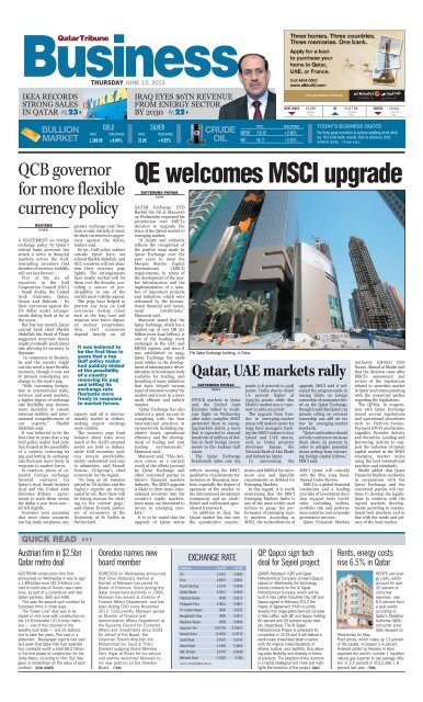 QE welcomes MSCI upgrade - Qatar Tribune