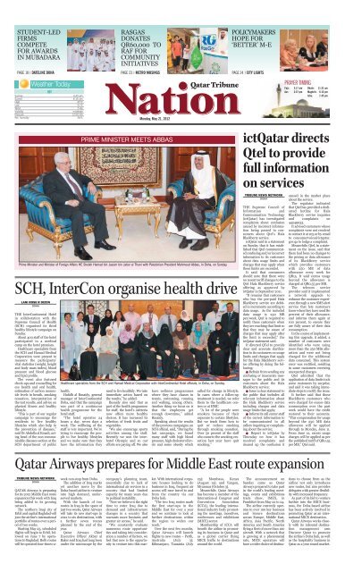 SCH, InterCon organise health drive - Qatar Tribune