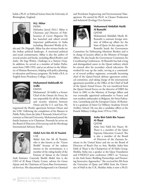 2010 USâIslamic World Forum Writing the Next Chapter - Brookings ...