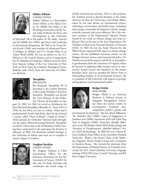 2010 USâIslamic World Forum Writing the Next Chapter - Brookings ...