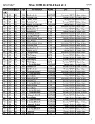 QCC/CUNY FINAL EXAM SCHEDULE FALL 2011 ART