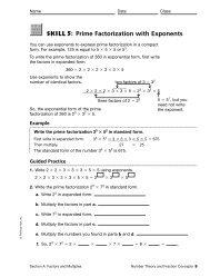 Skill 5: Prime Factorization with Exponents