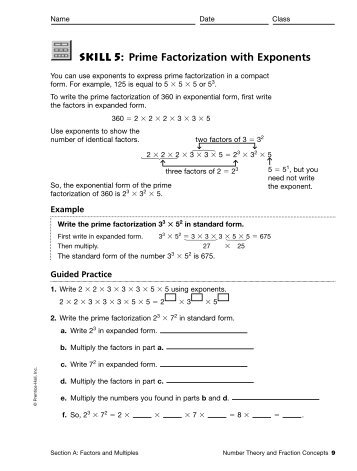 Skill 5: Prime Factorization with Exponents