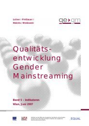 Indikatoren - QualitÃ¤tsentwicklung Gender Mainstreaming