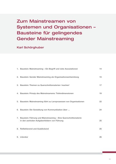 Zum Mainstreamen von Systemen und Organisationen â Bausteine ...