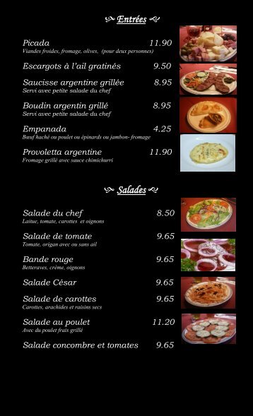 Menu Restaurant Argentino