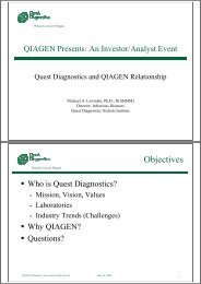 Quest Diagnostics and QIAGEN Relationship