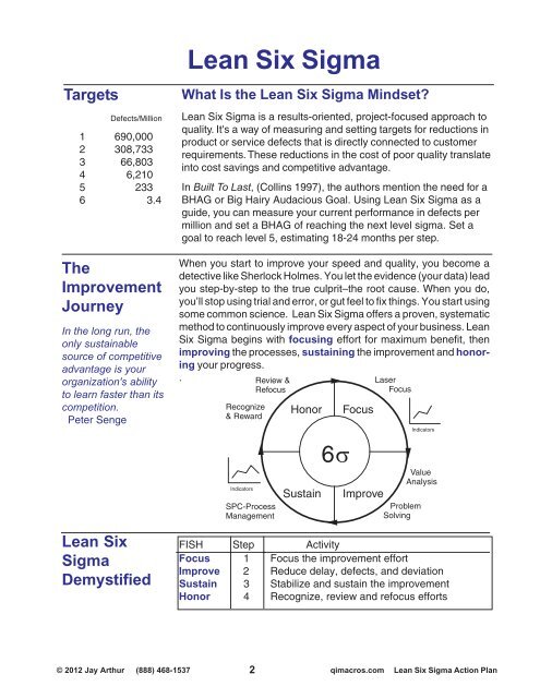 Lean Six Sigma Action Plan 2012.p65 - QI Macros for Excel