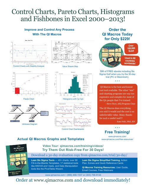 Control Charts, Pareto Charts, Histograms and Fishbones in Excel ...