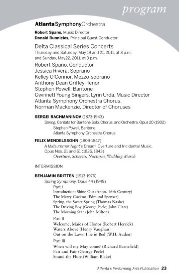 program - Atlanta Symphony Orchestra