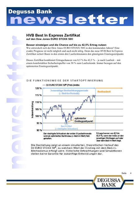 HVB Best In Express Zertifikat - bei der Degussa Bank