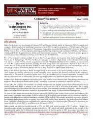 Company Summary Baden Technologies Inc.