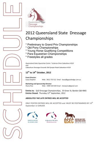 2012 Queensland State Dressage Championships - Equestrian ...