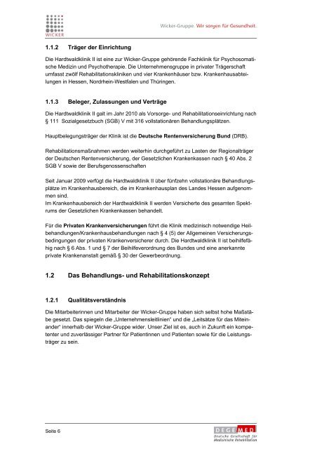 Hardtwaldklinik II - QualitÃ¤tsmanagement und Evaluation der Wicker ...