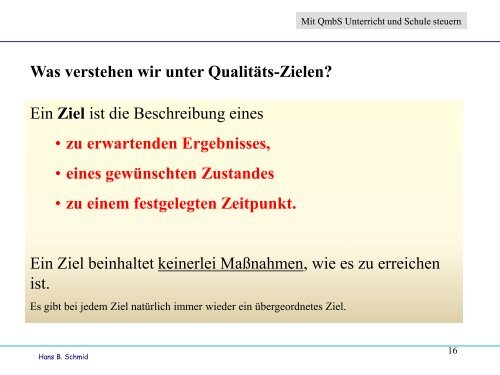 Vortrag Schmid: Ziele als Steuerungsinstrument - QmbS