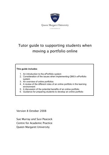 Tutor guide to supporting students when moving a portfolio online