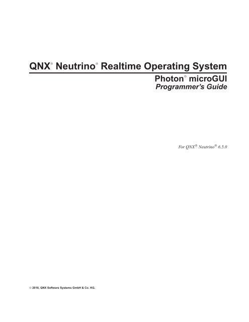 Photon microGUI Programmer's Guide - QNX Software Systems