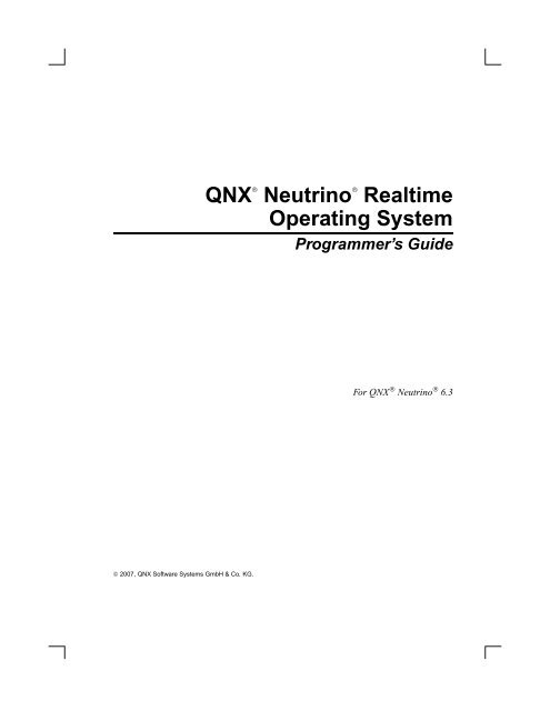 QNX Neutrino Programmer's Guide - QNX Software Systems