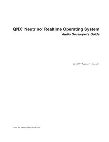 Audio Developer's Guide - QNX Software Systems