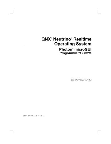 Photon microGUI - Programmer's Guide - QNX Software Systems