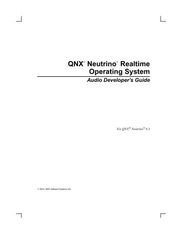 Audio Developer's Guide - QNX Software Systems