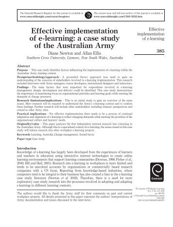 Effective implementation of e-learning: a case study of the ... - Emerald