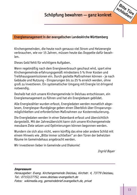 Gemeindebrief - Evangelische Kirchengemeinde Deizisau