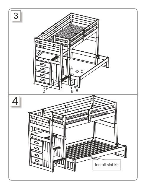 1012 / 7012 / 2112 Stair Stepper Bunk Bed - Bunk Beds