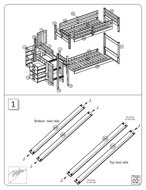 1012 / 7012 / 2112 Stair Stepper Bunk Bed - Bunk Beds