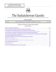 The Saskatchewan Gazette - Queen's Printer - Government of ...