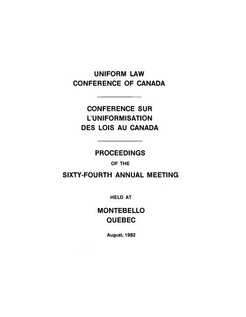 uniform law conference of canada conference sur l'uniformisation ...