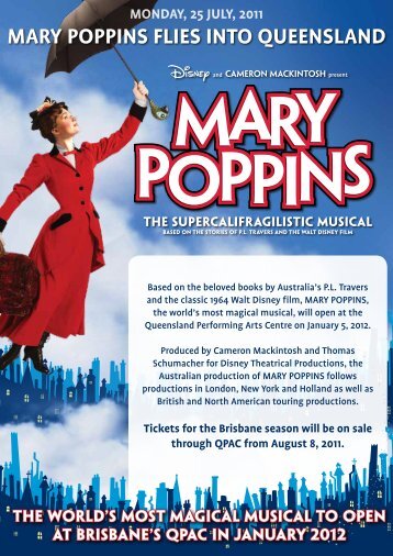 MARY POPPINS FLIES INTO QUEENSLAND - QPAC
