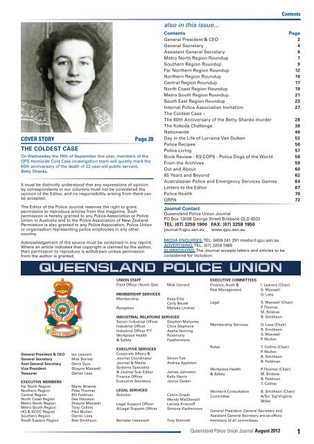 Ph 3259 1900 (24 hours) - Queensland Police Union