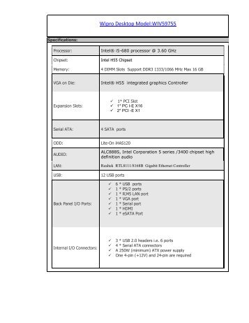 Wipro Desktop Model:wiv59755