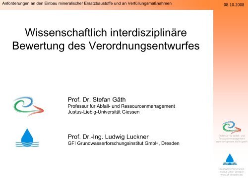 Prof. Dr. Stefan GÃ¤th/Prof. Dr. Ludwig Luckner