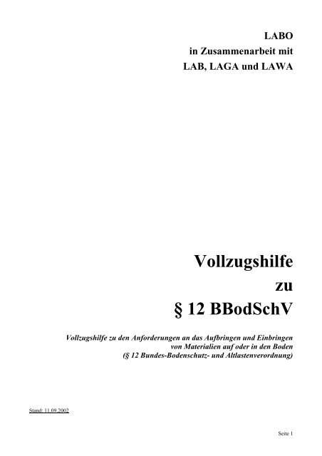 Vollzugshilfe zu Â§ 12 BBodSchV