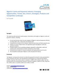 JSB Market Research: Nigeria's Cards and Payments Industry: Emerging Opportunities, Trends, Size, Drivers, Strategies, Products and Competitive Landscape