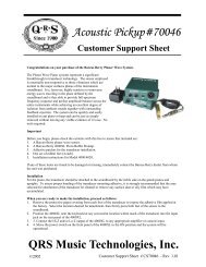 QRS Customer Support Sheets 70046 - QRS Music Technology